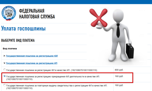 Оплата пошлины при закрытии ИП